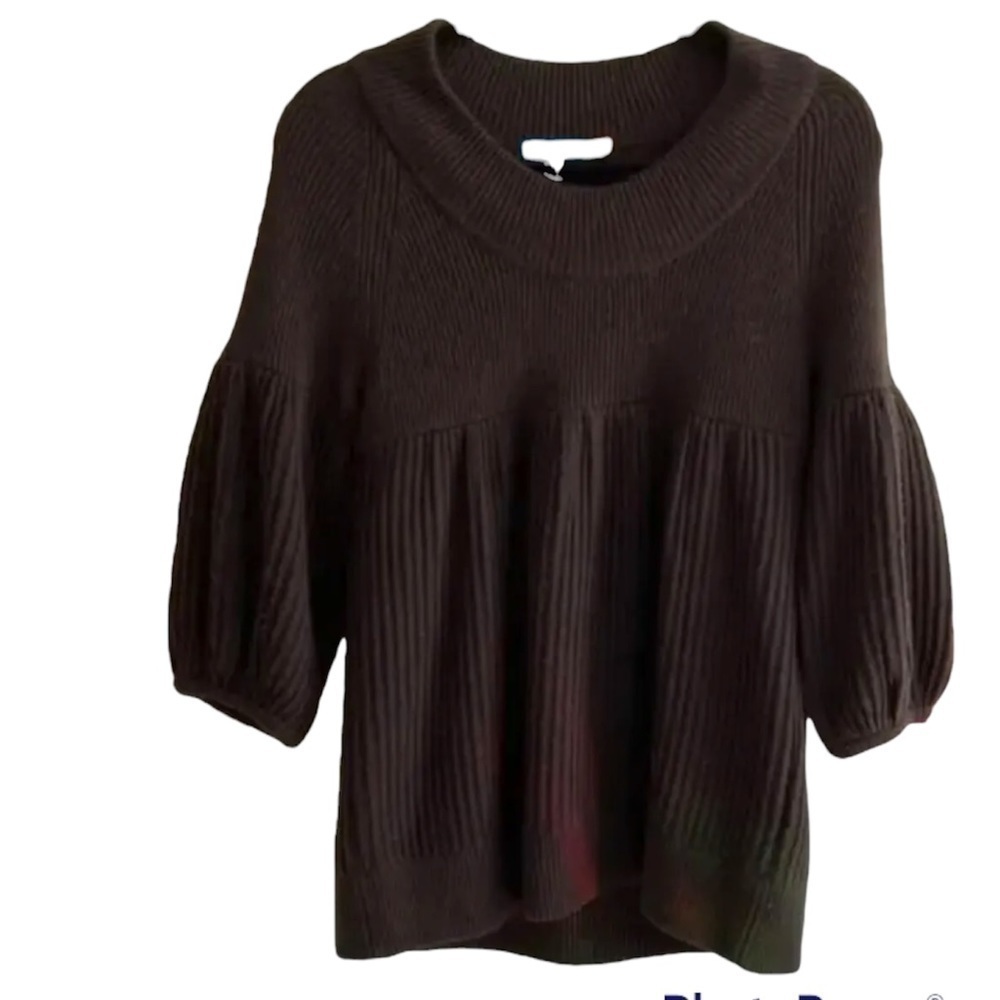 Alice & Olivia Chocolate Brown Baby Doll Wool Bell Sleeve Hippie Type Sweater S